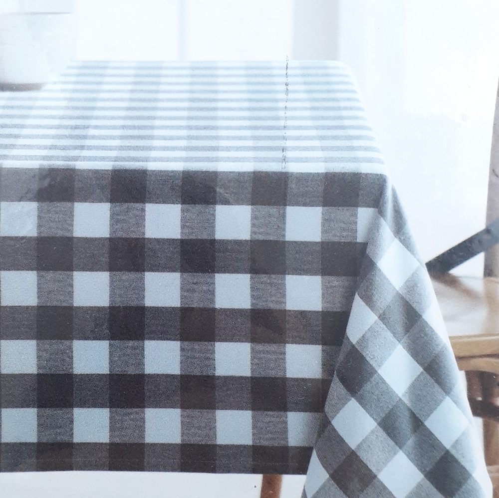 Fabric Tablecloth Buffalo Plaid Gray White 60x84